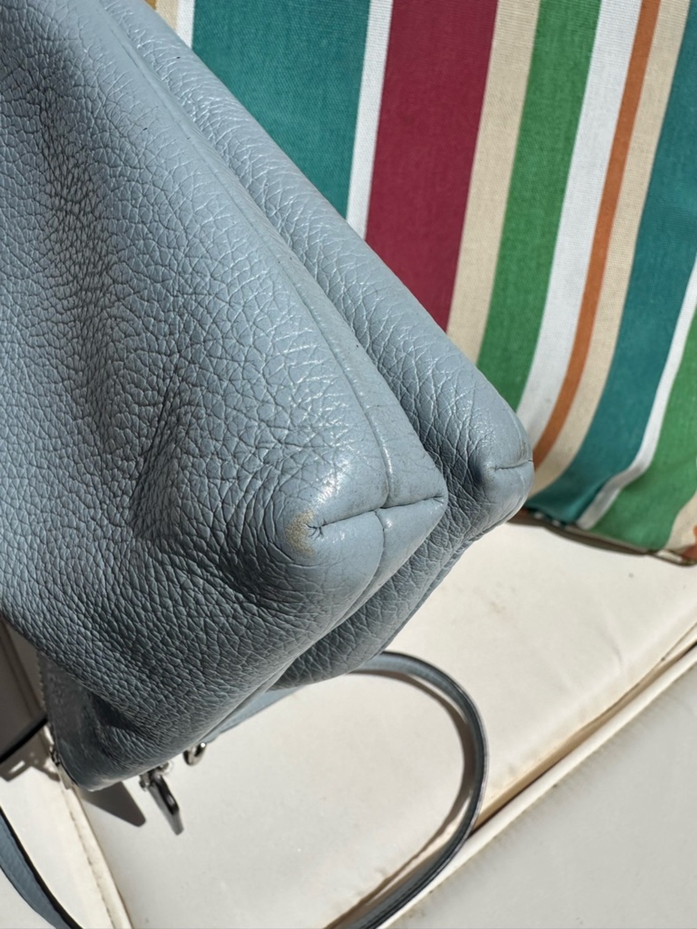 Coach Light Blue Pebbled Leather Crossbody Bag with Silver Hardware - Picture 9 of 9